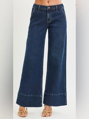 Risen Plus Wide Leg Dark Blue Women's Jeans